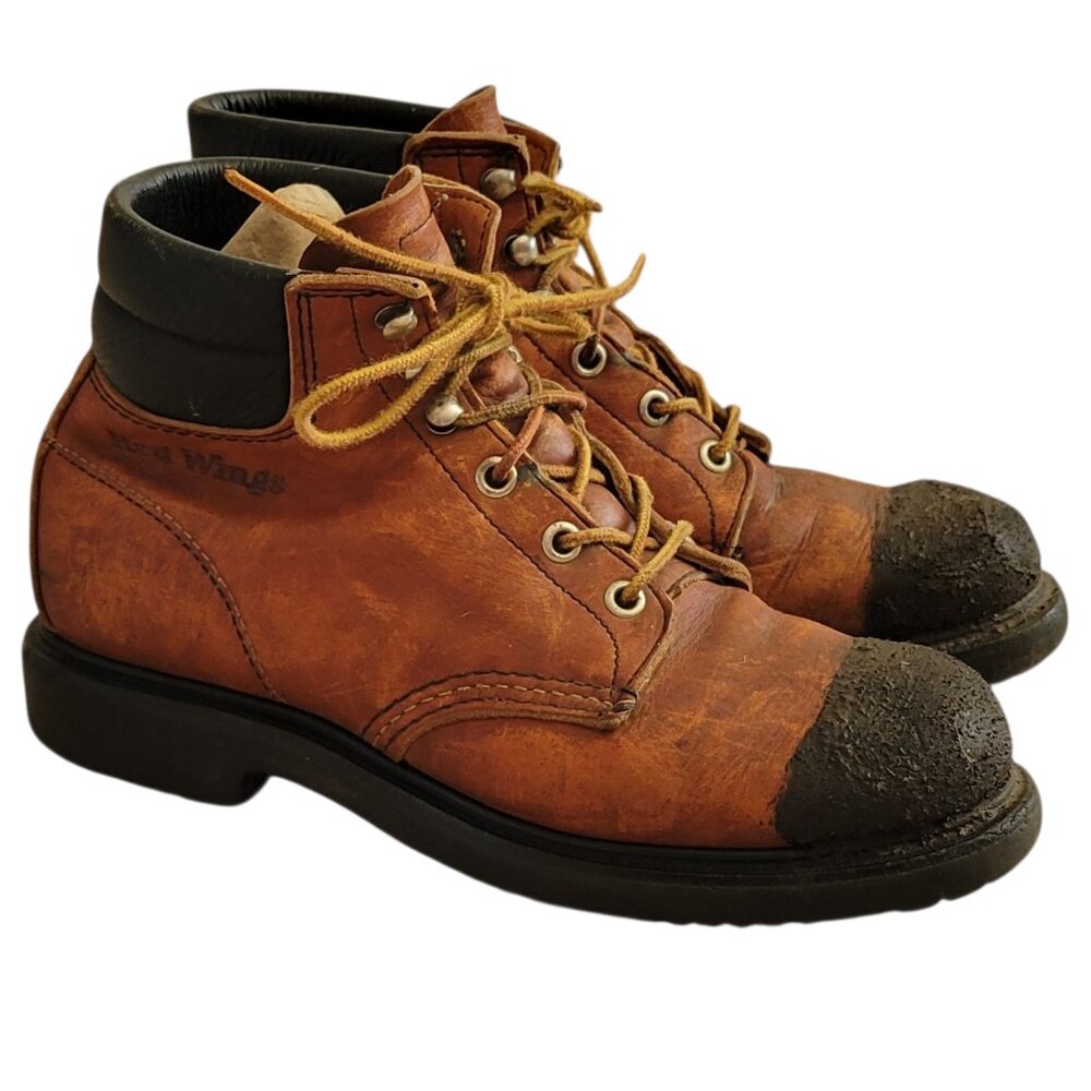 Vintage Red Wing Women’s 7 Leather Lace-Up Work Boots Tuff Toe USA Super Sole